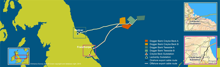 Map showing project development locations