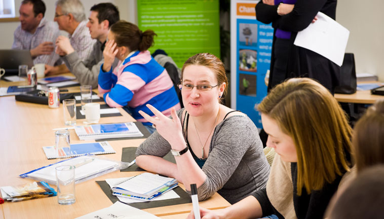 Teachers including Alexandra McKean from Driffield School (centre) and wind industry representatives in Hull at the kick-off conference for the Champions for Wind careers education programme.