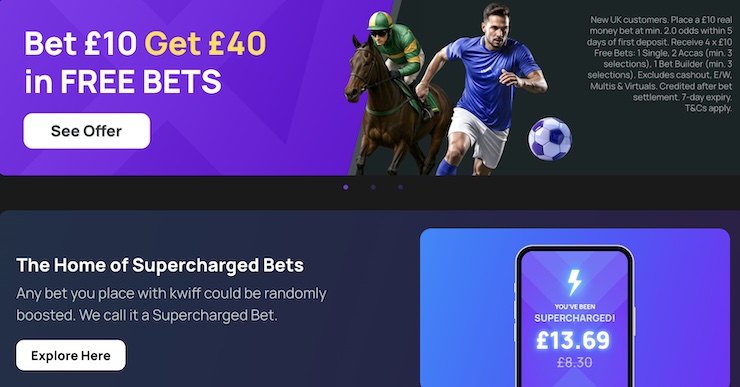 Kwiff's UK sportsbook is among the best for punters who enjoy boosted odds.