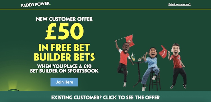 Paddy Power is among the UK betting sites that offer free bet builder wagers.
